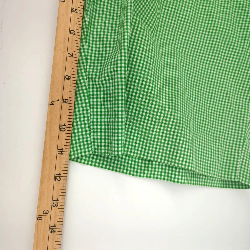 Polo Ralph Lauren Men's Green Gingham‎ Shorts Size 35 Flat Front Preppy Casual